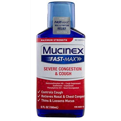 Congestion and Cough LiquidMucinex FastMax Severe Congestion and Cough Liquid 6 fl ozFast Acting Maximum Strength Formula Relieves Nasal  Chest Congestion Controls CoughThins  Loosens Mucus