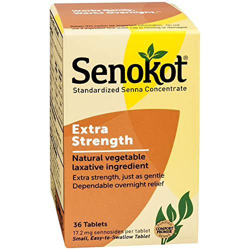 Senokot Extra Strength Natural Vegetable Laxative for Gentle Overnight Relief of Occasional Constipation 36Count
