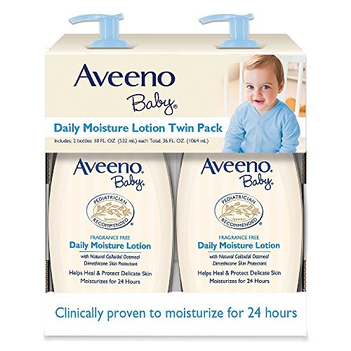 Aveeno Baby Daily Moisture Lotion Fragrance Free 18 fl oz 2 pk NonGreasy Formula Absorbs Quickly