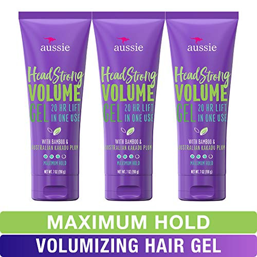 Aussie Hair Gel with Bamboo  Kakadu Plum Headstrong Volume 7 fl oz Triple Pack