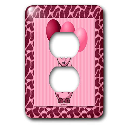 3dRose LLC lsp217876 Pink Giraffe with Giraffe Print and Pink Balloons 2 Plug Outlet Cover