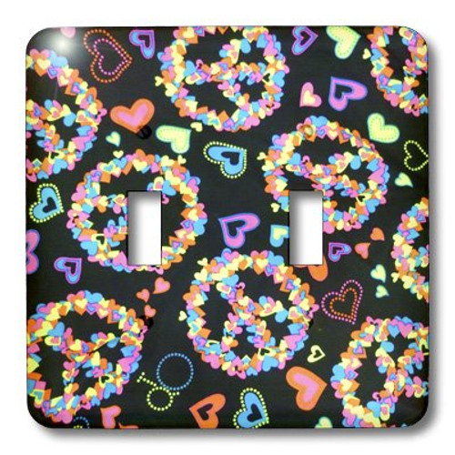 3dRose LLC lsp523492 Flowerful Peace Signs N Hearts Double Toggle Switch