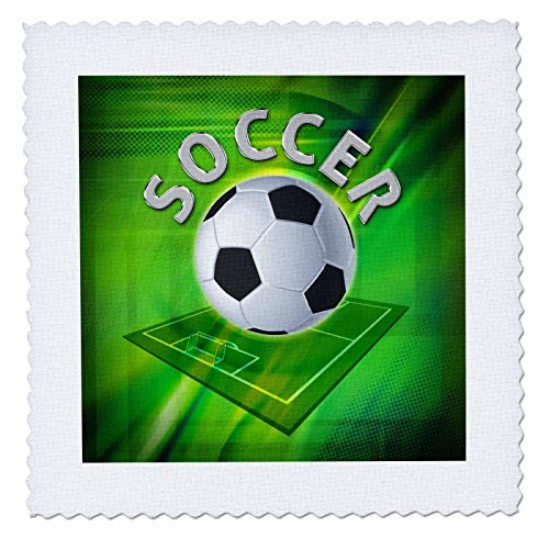 3dRose qs219781 Soccer Quilt Square 10 by 10Inch