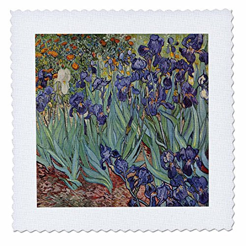 3dRose qs469581 Van Gogh Irises Iris Flower Flowersanniversary Wedding Anniversary 25Th Anniversary Faith Quilt Square 10 by 10Inch