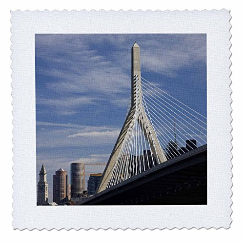 3dRose qs910221 USA Massachusetts Boston The Zakim Bridge  US22 WBI0619  Walter Bibikow  Quilt Square 10 by 10Inch