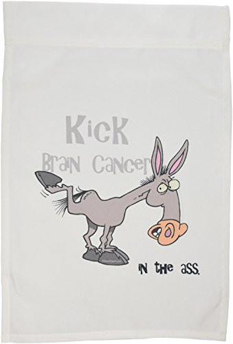 3dRose fl1155831 Kick Brain Cancer in The Ass Awareness Ribbon Cause Design Garden Flag 12 by 18Inch