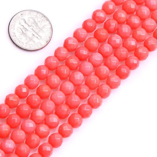 GEMinside Coral Gemstone Loose Beads Pink 6mm Round Faceted Beads for Jewelry Making Strand 15 Inches GEMinside Coral Gemstone Loose Beads Pink 6mm Round Faceted Beads for Jewelry Making Strand 15 Inches