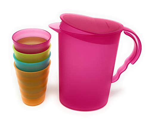 Tupperware Mini Kids Impression Pitcher With MultiColored Tumblers