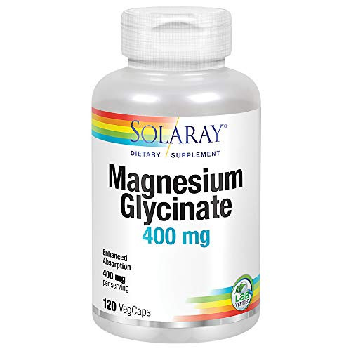 Solaray Magnesium Glycinate 400 mg  Healthy Relaxation Bone  Cardiovascular Support 120 CT 30 Servings