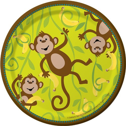 8Count Round Paper Dessert Plates Monkeyin Around