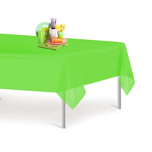 Lime Green 12 Pack Premium Disposable Plastic Tablecloth 54 Inch x 108 Inch Rectangle Table Cover By Grandipity