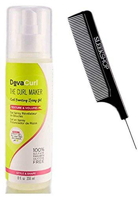 DevaCurl THE CURL MAKER Curl Boosting Spray Gel TEXTURE VOLUME with Sleek Steel Pin Tail Comb 100 SulfateParabenSilconeFREE STYLE SHAPE 8 oz236 ml DevaCurl THE CURL MAKER Curl Boosting Spray Gel TEXTURE VOLUME with Sleek Steel Pin Tail Comb 100 SulfateParabenSilconeFREE STYLE SHAPE 8 oz236 ml