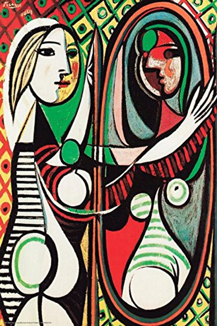 Girl Before a Mirror 1932 (Juene Fille Devant Un Mirror) by Pablo Picasso 36x24 Museum Art Print Poster