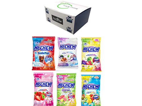 Hi Chew Candy 6 Flavor Variety Pack Bundle Tropical Mix Sours Fizzies Yogurt Mix Strawberry Original Mix in Fusion Select Gift Box