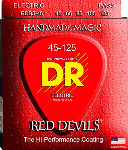 DR Strings Red Devils  ExtraLife Red Coated 5 String Bass 45125