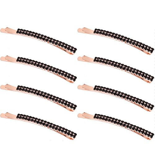 Rhinestone Crystal Metal Bobby Pin Hair Clip Set Hair Accessories for Women Girls 8pcs Black Rhinestone Crystal Metal Bobby Pin Hair Clip Set Hair Accessories for Women Girls 8pcs Black