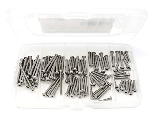 iExcell 100 Pcs M3 x 16mm20mm25mm30mm35mm Stainless Steel 304 Hex Socket Button Head Cap Screws Assortment Hex Key Wrench Kit