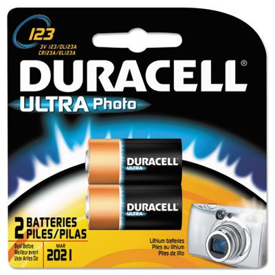 Duracell DL123AB2BPK Ultra High-Power Lithium Battery, 123, 3V, 2/Pack