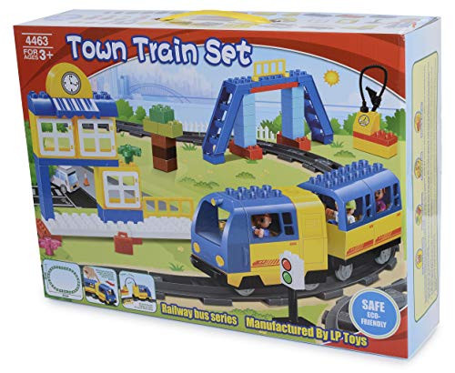 My First Town Train Set Building Bricks Set Motorized Engine Train Set with Sound BatteryOperated  Compatible with All Major Brands