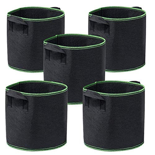 Garden4Ever 5Pack 2 Gallon Grow Bags Heavy Duty Container Thickened Nonwoven Fabric Plant Pots with Handles