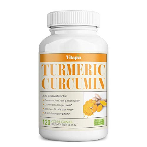 Vitapia Turmeric Curcumin Supplement 1000mg per Serving 120 Veggie Capsules Vegan and NonGMO Curcumin Pills for AntiInflammatory Effects Joint Support Brain Health Support Vitapia Turmeric Curcumin Supplement 1000mg per Serving 120 Veggie Capsules Vegan and NonGMO Curcumin Pills for AntiInflammatory Effects Joint Support Brain Health Support