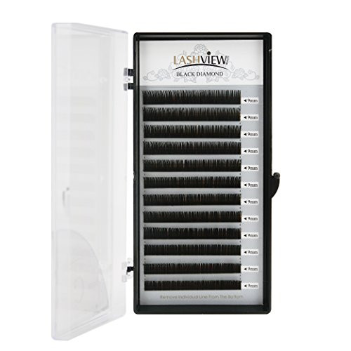 LASHVIEW Ellipse Eyelash Extensions 015mm C Curl 9mm Flat Eyelash Extension Mink Eyelashes Lashes Extension Flat Lash Extension Salon Use Black Mink False Lashes Mink Lashes Extensions