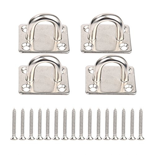 Amarine Made 4pcs 8mm Square Eye Plates Marine Grade 316 Stainless Steel Anchor Pad Eye Hook