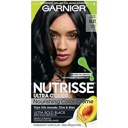 Garnier Nutrisse Ultra Color Nourishing Permanent Hair Color Cream B11 Jet Blue Black 1 Kit Black Hair Dye Packaging May Vary Pack of 1