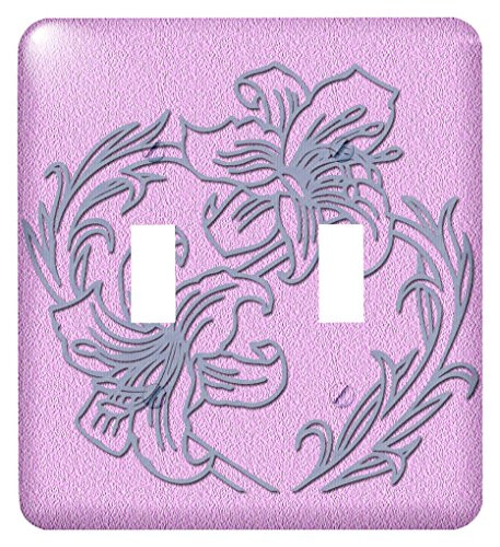 3dRose lsp_218662_2 Lilies Flowers Pink And Grey Decor Popular Image Double Toggle Switch Multicolor