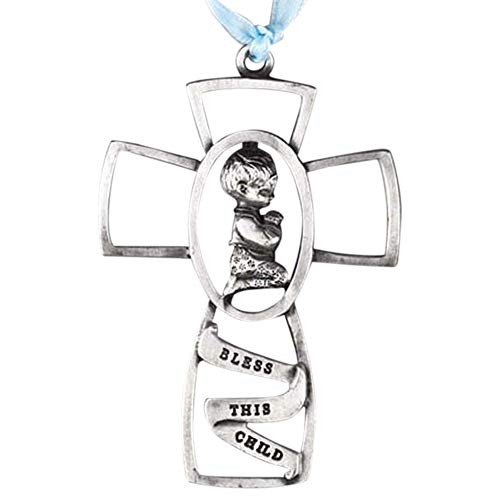 Dicksons Bless This Child Praying Little Boy 3 Inch Pewter Crib Cross