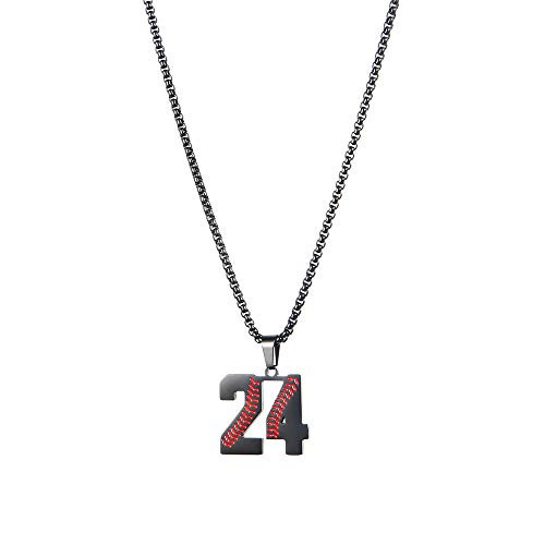 M MOOHAM Baseball Number Necklace Black 