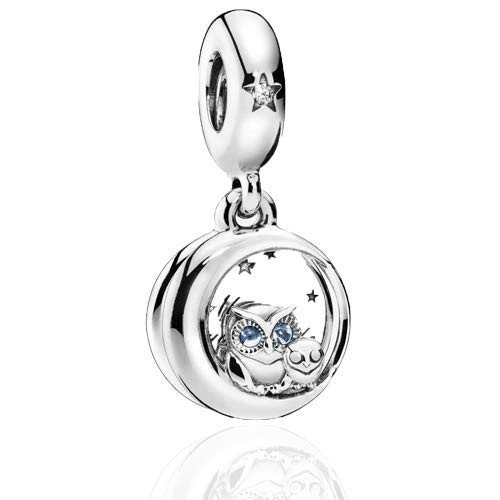 Always by Your Side Owl Dangle Charm in 925 Sterling Silver Bead Charm Fit Pandora Bracelets
