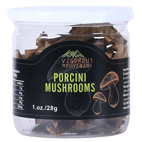 VIGOROUS MOUNTAINS Wild Dried Porcini Mushrooms 1 OZ Boletus Edulis 1 Ounce VIGOROUS MOUNTAINS Wild Dried Porcini Mushrooms 1 OZ Boletus Edulis 1 Ounce