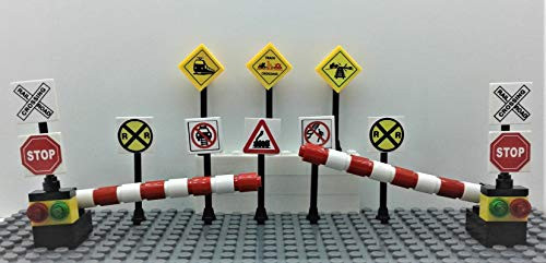 Building BRICKS Toys Custom Train Railroad 2 Crossing Signals 2 Crossing Gates 8 Railroad sighns Building BRICKS Toys Custom Train Railroad 2 Crossing Signals 2 Crossing Gates 8 Railroad sighns