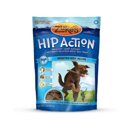 Zukes Hip Action Natural Dog Treats Roasted Beef Recipe 16Ounce Pack of 2