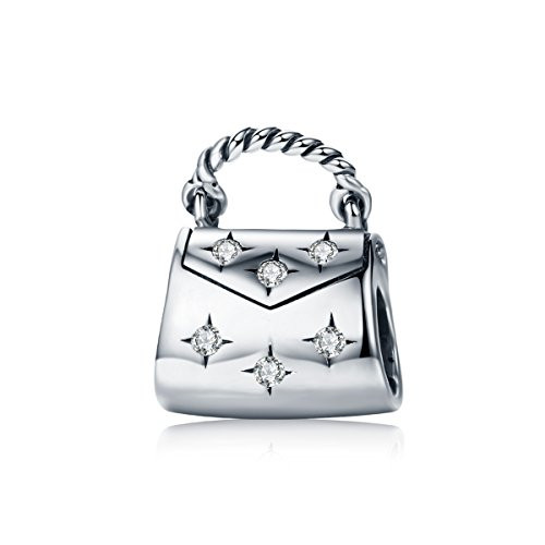 Sparkling Bag Charm 925 Sterling Silver Women Bag Charm Beads for DIY Charms Bracelet  Necklace