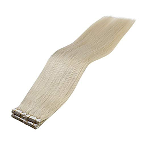 14inch Tape in Blonde Hair Extensions Seamless Human Hair Skin Weft Platinum Blonde
