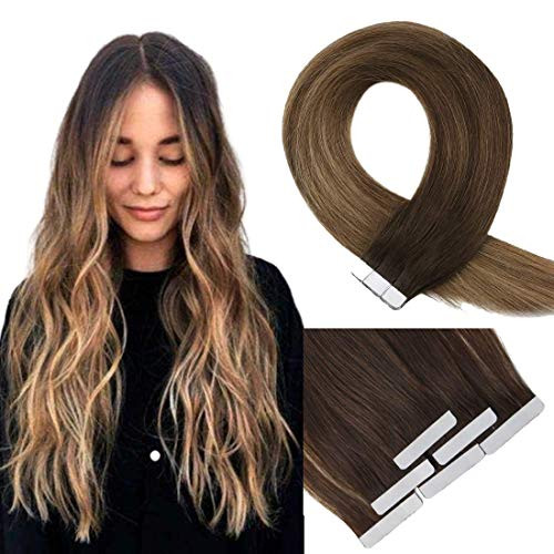 VeSunny Tape in Hair Extensions Human Hair Balayage Dark Brown Ombre Brown Highlighted Blonde 14inch Hair Extensions Tape in Balayage Skin Weft Tape in Extensions 10pcs 25GramPack VeSunny Tape in Hair Extensions Human Hair Balayage Dark Brown Ombre Brown Highlighted Blonde 14inch Hair Extensions Tape in Balayage Skin Weft Tape in Extensions 10pcs 25GramPack
