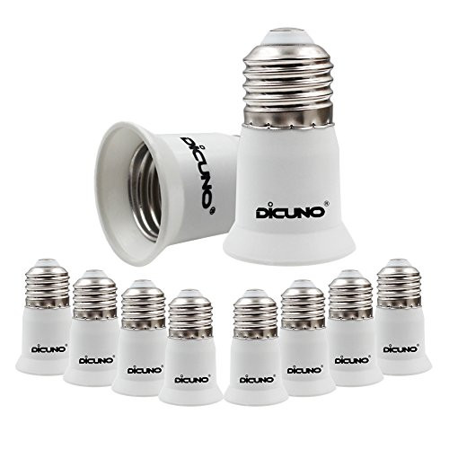 DiCUNO E26 to E26 3CM12 Inch Socket Extender E26 to E26 Lamp Bulb Socket Extension Lamp Holder Adapter 10Pack