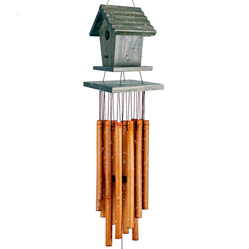 WOODMUSIC Wind Chime Outdoor 36 Bamboo Wooden Birdhouse Wind Chimes for Ourdoor  IndoorGarden YarkPatio and Home D?r