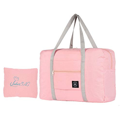 iLotusBAG Travel Foldable Duffel Bag for Women  MenLightweight Waterproof Carryon BagTravel Luggage for Sports GymTravel Tote Luggage BagPink