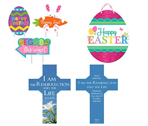 Easter Egg Value Sign 3 Easter Sidewalk Signs Easter Egg Hunt Bunny Trail Easter Egg and a Religious Easter Bookmark