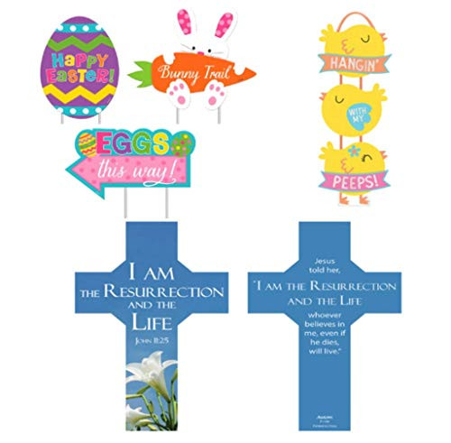 Easter Chicks Peeps Triple Hanging Sign 3 Easter Sidewalk Signs Easter Egg Hunt Bunny Trail Easter Egg and a Religious Easter Bookmark
