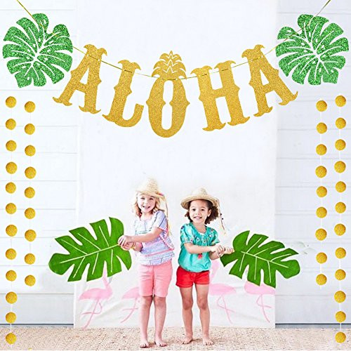 Hawaiian Aloha Party Decorations Large Gold Glittery Aloha Banner For Luau Party Supplies Favors Hawaiian Aloha Party Decorations Large Gold Glittery Aloha Banner For Luau Party Supplies Favors