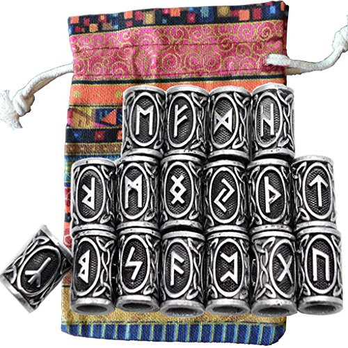 24pcsKit Norse Vikings Runes Beads for Beards Hair Paracord Pendants Bracelets DIY