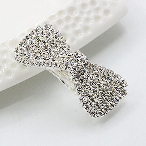 DAWEIF Crystal Rhinestone Bowknot Barrette French Bridal Hair Clips Hairpin Headwear for Women Girls DAWEIF Crystal Rhinestone Bowknot Barrette French Bridal Hair Clips Hairpin Headwear for Women Girls