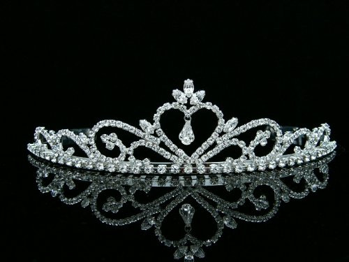 Rhinestone Crystal Heart Bridal Wedding Prom Princess Tiara Crown