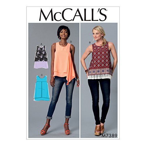 McCall's M7389 Misses' Sleeveless Tops with Overlays (SIZE 6-14) SEWING PATTERN
