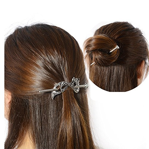 Viking Celtic Hair Barrettes Hairpins Viking Hair Accessories Celtic Knot Hair Slide Long Hair Pin Hair Sticks Irish Hair Decor for Long Hair Jewelry Braids Hair Clip With Stick