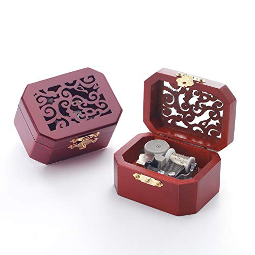 Anakinjerry Wooden Octagon Carving Music Musical Box  LA Vie EN Rose Soundtrack